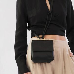 Verse Bloom Pouch Crossbody Bag Black Leather Handmade in South Africa